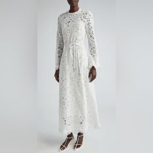 NWT ZIMMERMANN Ottie Embroidery Scalloped Edge Long Dress 1 US6